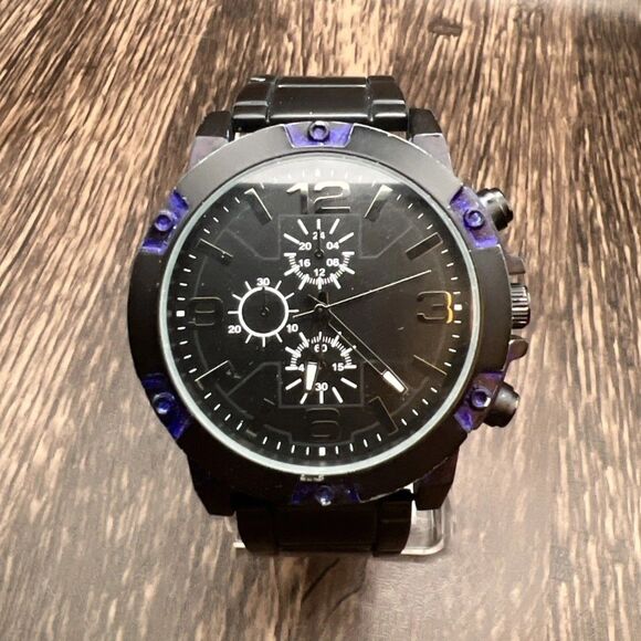 FMD FMDAL1139 Matte Black Tone Quartz Analog Men's Watch Sz. 7 3/4" New Battery - Picture 1 of 7